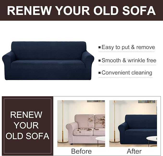 U-NICE HOME Recliner Chair Covers Stretch Couch Cover Sofa Cover Sofa Slipcover Furniture Protector for Chair Cover Pet Friendly(Armchair, Navy)