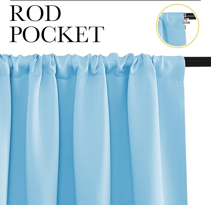 NICETOWN 2 Panels Blackout Curtains, Rod Pocket Thermal Insulated Drapess for Bedroom, Privacy Protection Easy-Care Heavy Duty Curtains for Living Room/Dining Room, W70 x L95 inches, Blue