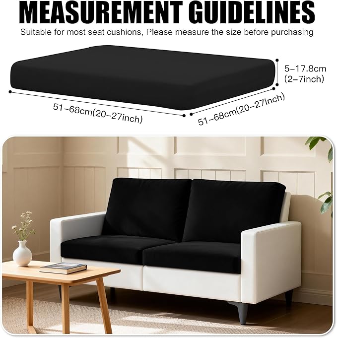 4Pcs Outdoor Cushion Covers, Patio Cushion Covers,Stretch Elastic Slipcovers, Replacement Washable & Reusable Furniture Protector for Patio Couch (Black,Cover Only)