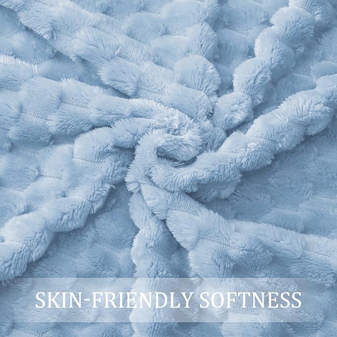 Exclusivo Mezcla Fleece Twin Blanket for Bed, Extra Large Fuzzy Stone Blue Bed Blankets, Soft Cozy Plush Sofa Throws for All Seasons, 60x80 Inches