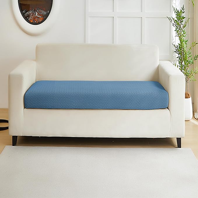 Couch Cushion Covers for Sofa Couch Covers Wear-Resistant Universal Sofa Cover Washable Stretch for Sectional Slipcovers (Texture-Blue,Large Double Seat Cover)