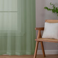 OWENIE Short Sheer Curtains 30 Inches 2 Panels Set, Kitchen Tiers Light Filtering Rod Pocket Cafe Curtains for Kitchen Bathroom Small Half Window, 42 in W x 30 in L, Sage Green