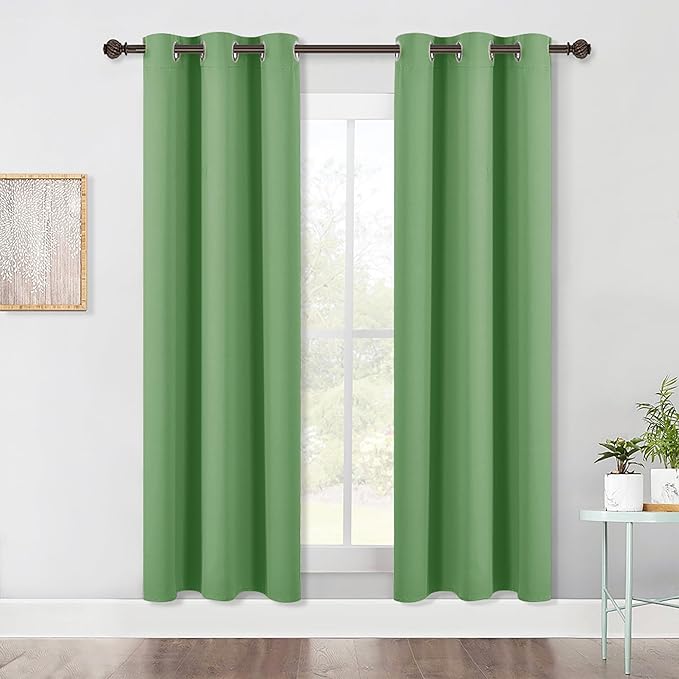 NICETOWN Blackout Window Curtains 70" L, 2 Panels, 34 inch, Forest Green, Grommet Top Room Darkening Thermal Insulated Vertical Window Drapes Modern for Flat/Apartment