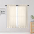 OWENIE Sheer Curtains, Ivory Sheer Curtains 50 Inch Length 2 Panels Set, Rod Pocket Voile Fimly Sheer Drapes for Living Room Bedroom, 2pcs, Ivory, Each 42" W x 50" L
