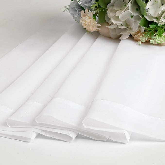 Chyhomenyc Sheer White Valances for Windows 2 Pack, Small Window Curtains for Living Room Bathroom Cafe Laundry Basement, Modern Top Dual Rod Pocket Voile Curtain, 42W x 18L inches, White