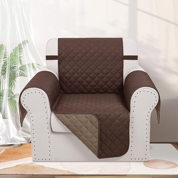 Recliner Chair Covers Reversible Sofa Cover Couch Cover for Pets Lazy Boy Furniture Protector(23''Chair,Chocolate/Taupe)