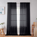 Simplebrand Black Sheer Curtains 108 Inches Long, Extra Long Rod Pocket Solid Color Window Sheer Curtain Panels, Elegant Curtains & Drapes for Living Room, Bedroom 2 Panels (Black, 59" W x 108" L)