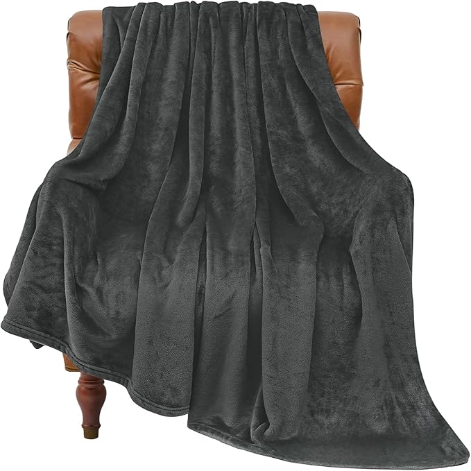 BEDELITE Fleece Blanket Charcoal Grey Throw Blankets for Couch & Bed, Luxury Plush Cozy Fuzzy 50x60 inches, Super Soft Warm Lightweight Throw for Travel Camping