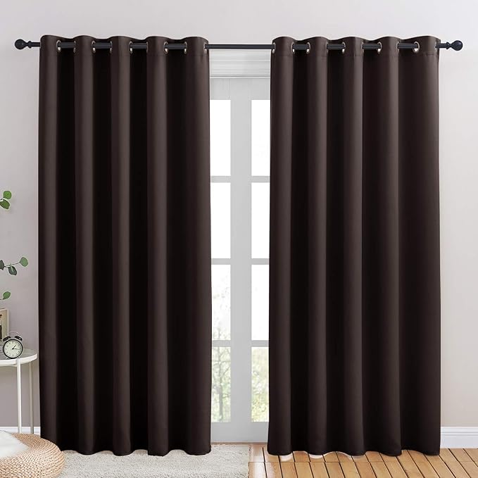 NICETOWN Blackout Draperies Curtains, Energy Smart Thermal Insulated Solid Grommet Blackout Curtains/Drapes Window Panels (2 Panels, 70-inch x 84-inch, Toffee Brown)