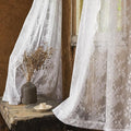 YJ YANJUN Vintage Lace Curtains 90 Inches Long- Elegant Floral White Sheer Curtain Panels for Living Room Bedroom Patio Sliding Door French Country Winter Holiday Drapes 52" W x 90" L Bright White