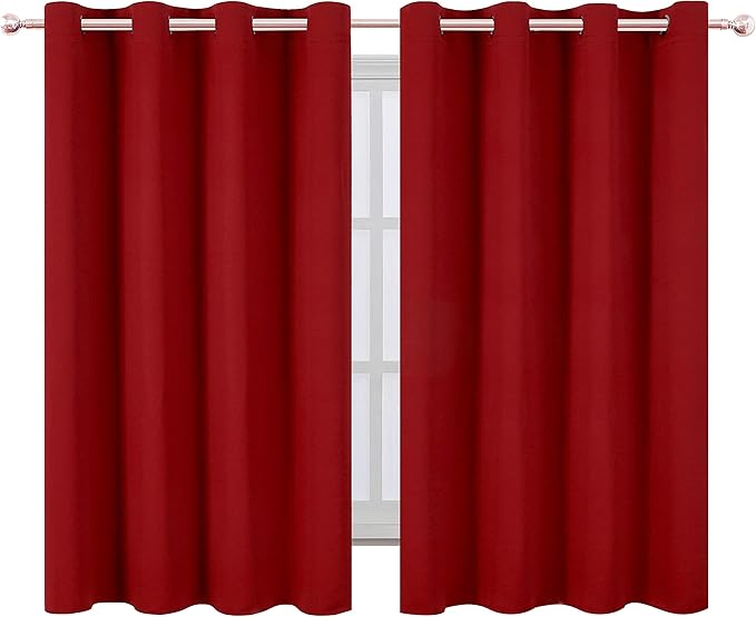LEMOMO Red Blackout Curtains/52 x 45 Inch Length Kids Curtains/Set of 2 Panels Grommet Bedroom Curtains for Living Room
