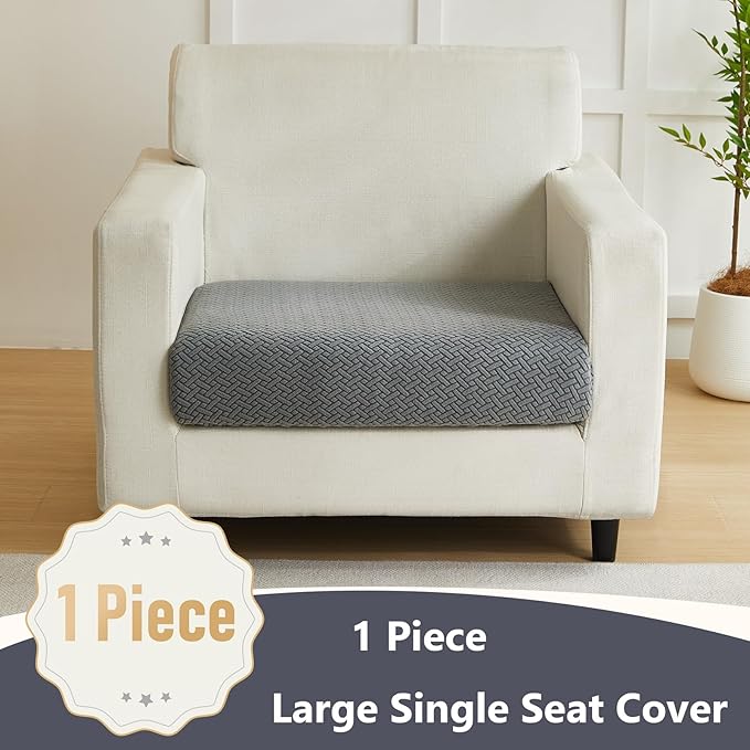 Couch Cushion Covers for Sofa Couch Covers Wear-Resistant Universal Sofa Cover Washable Stretch for Sectional Slipcovers (Texture-Gray,Large Single Seat Cover)