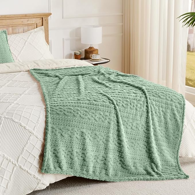 50x70 Inch Green Throw Blanket - Soft & Fluffy Fleece, Cute & Aesthetic, Perfect for Sofa, Couch, Chair, Bed, Living Room & Bedroom, All-Season Use, Plush & Cozy Decorative Blanket