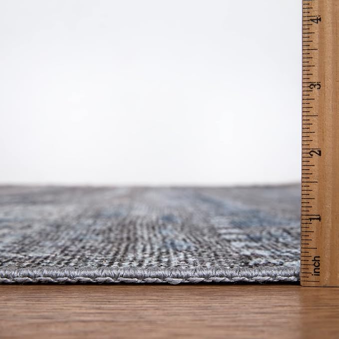 Area Rug 2x3 ft Gray Polyester Machine Washable Non-Slip