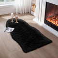 Ciicool Ultra Soft Faux Sheepskin Fur Rug Fluffy Chair Rug for Sofa Couch Seat Cushion.Shaggy Furry Small 2x4 Black Bedroom Fuzzy Carpet for Living Room Kid's Room Nursery Decor