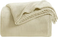 KMUSET Super Soft Throw Blanket Premium Silky Flannel Fleece Twin Size Beige Microfiber Lightweight Blanket All Season Use