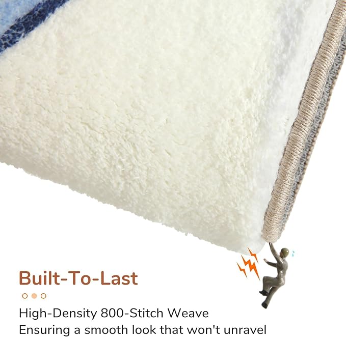 OPPODREAM Nautical Soft Area Rugs 5x7, Washable White Rug with Non Slip Backing, 5 x 7 Faux Cashmere Low-Pile 5x7 Carpet