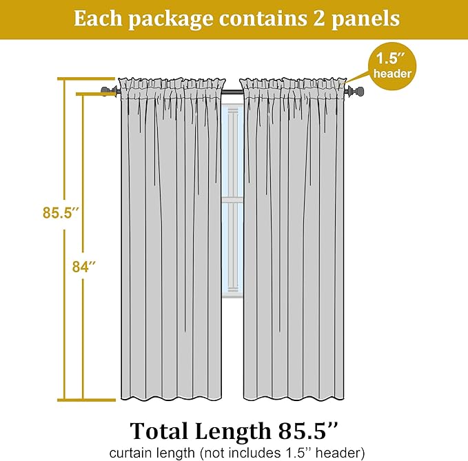 OWENIE Sheer Curtains 84 inch Length, Ivory Sheer Cutains 2 Panels Set for Bedroom/Living Room, Rod Pocket Voile Fimly Drapes, 2pcs, Each 42" W x 84" L