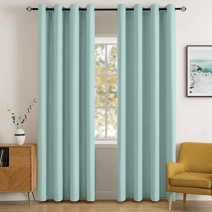 MIULEE Blackout Curtains for Bedroom Living Room Thermal Insulated Room Darkening Grommet Top Solid Light Blocking Drapery Set of 2 Window Panels 52 x 72 Inches Aqua