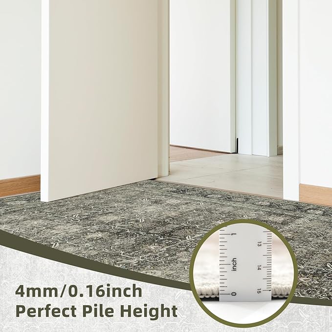 Washable Rugs 8x10 Area Rugs for Living Room - Modern Abstract Rugs for Bedroom,Dining Room,Large Soft Low Pile Carpet with Non Slip Rubber Backing,Neutral Accent Nursery Rug- Yello Beige