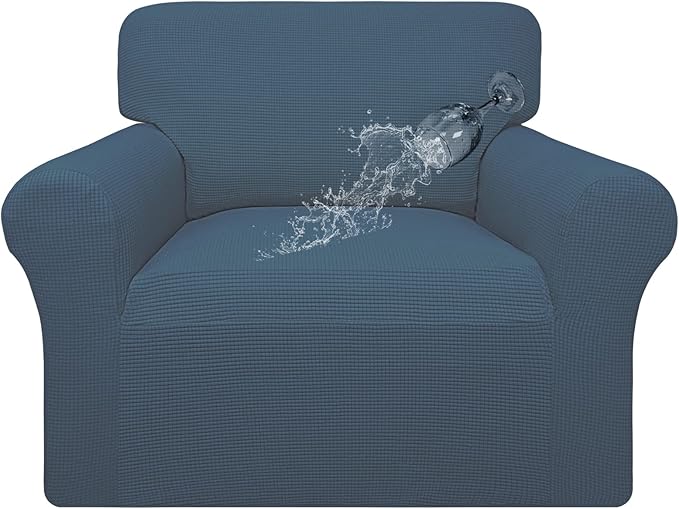 Easy-Going 100% Waterproof Chair Couch Cover, Dual Waterproof Sofa Cover, Stretch Jacquard Sofa Slipcover, Leakproof Furniture Protector for Kids, Pets, Dog and Cat (Chair, Bluestone)
