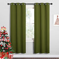 NICETOWN Bedroom Curtain Panels Blackout Draperies, Christmas Holiday Decor Thermal Insulated Solid Grommet Blackout Curtains/Drapes (One Pair, 34 by 72-inch, Olive Green)