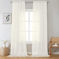 OVZME 2 Pack Ivory Sheer Curtain Panels - 120 Inches Length Light Filtering Sheer Curtains for Living Room, Elegant Window Treatments for Sliding Glass Door, Each 42" W x 120" L