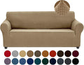 Joccun Stretch Couch Cover Slipcovers, 1-Piece Sofa Covers for 3 Cushion Couch Spandex Jacquard Washable Furniture Protector Cover for Living Room,Kids,Pets(Sofa,Tan)