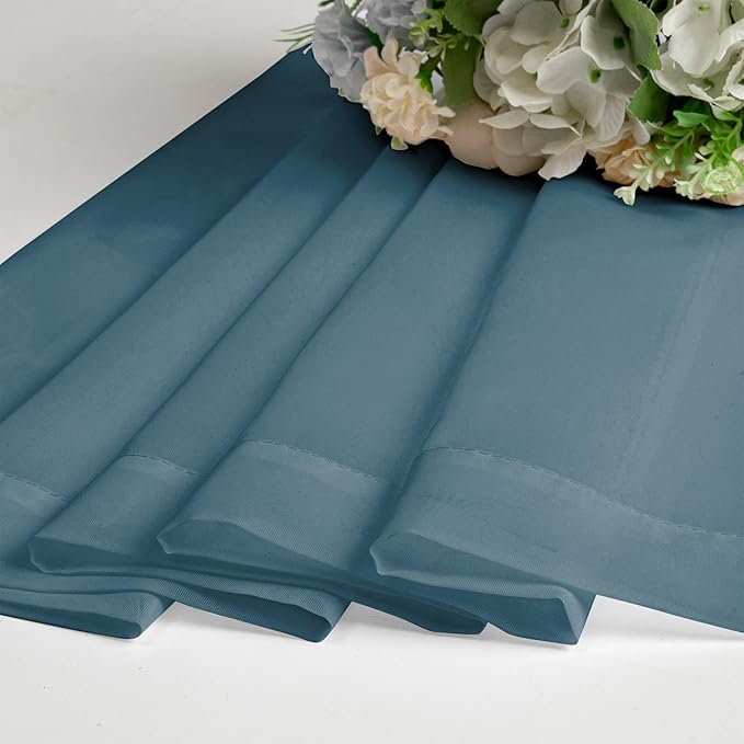 OVZME Dusty Blue Sheer Curtains 45 Inches Long 2 Panels, Light Filtering Sheer Curtains for Bedroom, Elegant Airy Draperies for Living Room Nursery Room, Dual Rod Pocket, Each 42Wx 45L