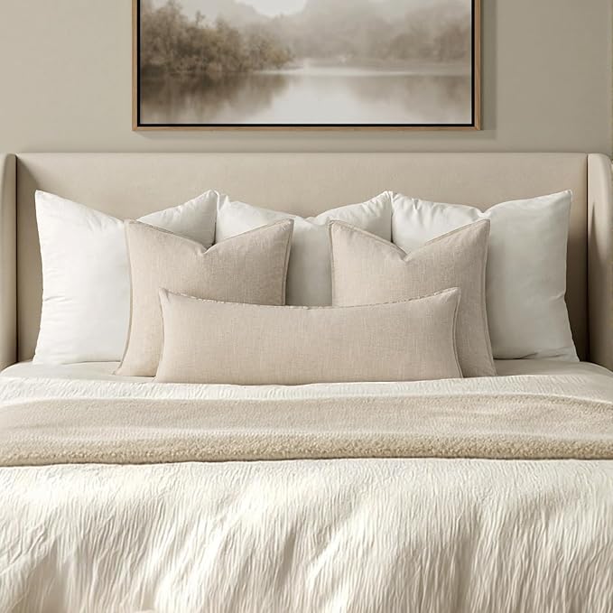 MIULEE Decorative Long Lumbar Throw Pillow Cover for Bed 14x36 Natural Beige Boho Farmhouse Neutral Couch Pillowcase Pack of 1 Accent Modern Sofa Cushion Livingroom Home Decor (Covers Only)