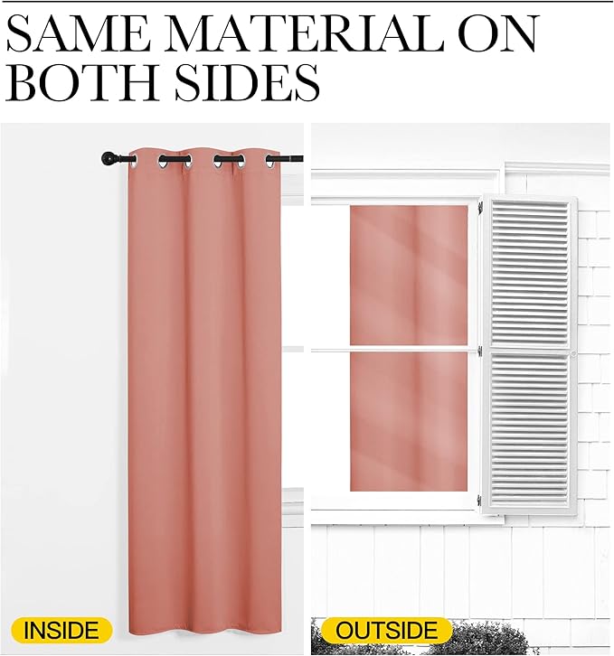 NICETOWN Coral Room Darkening Curtain Drapes - Window Treatment Light Blocking Privacy Curtain Panels for Home Decoration (Set of 2, 42 inches by 95-inch)