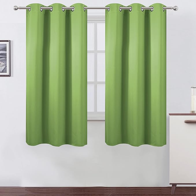 LEMOMO Light Green Thermal Blackout Curtains/38 x 63 Inch/Set of 2 Panels Room Darkening Curtains for Bedroom