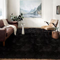 Latepis 10x14 Area Rugs for Living Room Black Fur Faux Sheepskin Rug Large Fuzzy Rugs Shaggy Fluffy Rug for Bedroom Sofa Office Entertainment Room, Rectangle