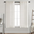 Cream Linen Curtains 63 Inches Long for Bedroom Back Tab Light Filtering Privacy Sheer Curtains Modern Farmhouse Coastal Decor Cream Cotton Textured Gauze Curtain for Bathroom 2 Panel Set 42x63