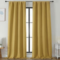 Simplebrand Bright Gold Blackout Curtains for Bedroom 96 Inches Long 2 Panels, Solid Thermal Insulated, Energy Saving Living Room Window Treatment Curtains Blackout Drapes, W50 x L96 Inch, Bright Gold