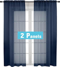 OVZME Navy Blue Sheer Curtains 2 Panel Sets 84" Inch Length - Transparent Light Weight Window Treatment Panels for Study Room/Living Room/Bedroom, Navy Blue, Per Panel W42 X L84 inches, 1 Pair