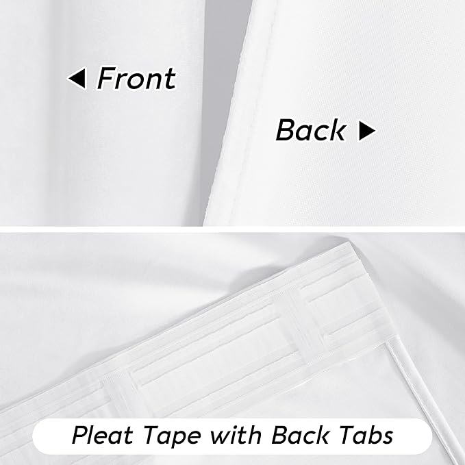 RYB HOME White Velvet Curtains 72 inches with Hook Belt, Soft Fabric Room Darkening Thermal Insulated Luxurious Home Decor Curtains for Living Room Bedroom, W 52" x L 72", 2 Panels Set