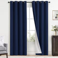 Yakamok Navy Blue 100% Blackout Curtains 96 Inches Long Thermal Insulated Window Curtain for Bedroom Living Room Darkening Set of 2 Panels Grommet Top Drapes with 2 Thick Layers 52x96 Inches Dark Blue