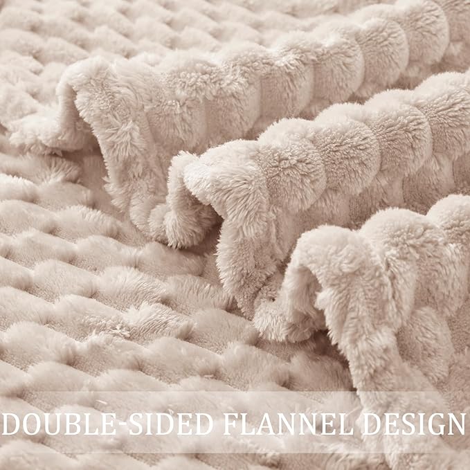 Exclusivo Mezcla Fleece Throw Blanket for Couch, Extra Large Fuzzy Camel Bed Blankets, Soft Cozy Plush Sofa Throws for All Seasons, 50x70 Inches
