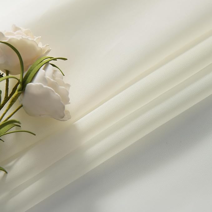 SpaceDresser Basic Rod Pocket Sheer Voile Window Curtain Panels Ivory 1 Pair 2 Panels 26 Width 40 Inch Long for Kitchen Bedroom Children Living Room Yard（Ivory，26Wx 40L）