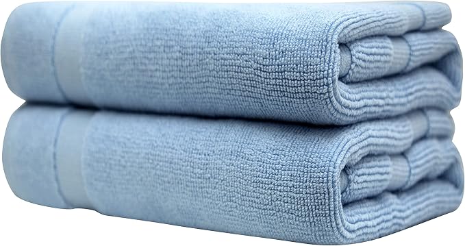 Bath Rugs, 2-Pack Cotton Banded Mats in Sky Blue, 22 x 34 Inch