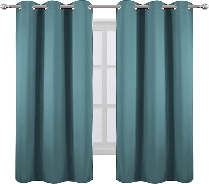 LEMOMO Sea Teal Thermal Blackout Curtains/42 x 63 Inch/Set of 2 Panels Room Darkening Curtains for Bedroom