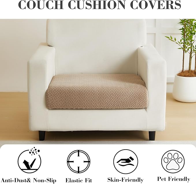 Sofa Covers Couch Covers for Sofa Pet Friendly Couch Cushion Covers Universal Sofa Covers Washable Stretch Slipcovers for Sectional Sofa (Texture Light Coffee,Large Single Seat Cover)