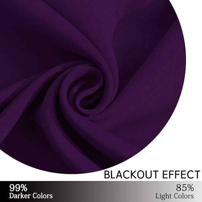 Yakamok Blackout Curtains for Bedroom,Thermal Insulated Blackout Grommet Top Drapes for Living Room,Purple,38x84 Inch, 2 Panels