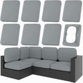 hyha 8Pcs Patio Cushion Covers, Stretch Outdoor Couch Cushion Covers Replacement, Washable Outdoor Chair/Sofa Slipcovers for Patio Furniture Cushions Protector with Elastic Bottom(Gray,Cover Only)