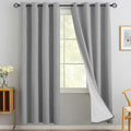 Yakamok Dove Grey Linen Curtains 100% Blackout 72 Inches Long,Room Darkening Textured Curtain for Living Room Thermal Grommet Bedroom Curtains 2 Panels with Greyish White Liner