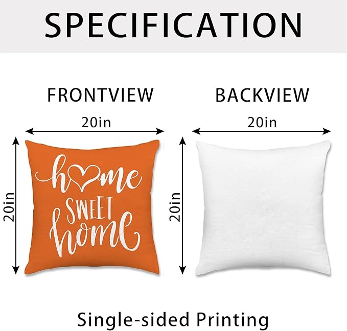 Hexagram Geometric Orange Pillow Covers 20x20 Set of 4, Decorative Outdoor Boho Modern Throw Pillow Covers, Home Sweet Home Farmhouse Cushion Case for Couch Sofa Bedroom Indoor Decor(No Insert)