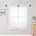 OWENIE Sheer Curtains, White Sheer Curtains 50 Inch Length 2 Panels Set, Rod Pocket Voile Fimly Sheer Drapes for Living Room Bedroom, 2pcs, White, Each 42" W x 50" L
