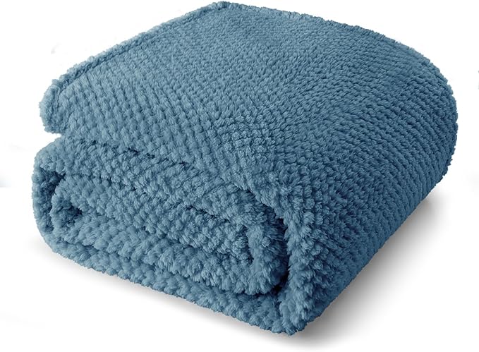 Whale Flotilla Extra Large Fuzzy Fleece Throw Blanket for Couch, 50x70 Inch Fluffy Warm Soft Jacquard Blankets for All Season, Lightweight and Cozy, Slate Blue