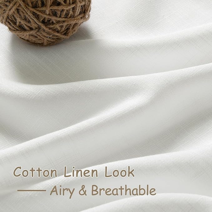 Off White Linen Sheer Curtains 102 Inches 2 Panels Set Back Tab Rod Pocket Extra Long Semi Sheer Light Filter Vintage Curtain Drapes Room Decor Aesthetic Curtains for Living Room High Window 40x102